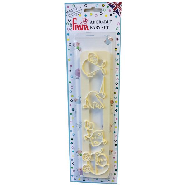 Adorable Baby Icing Cutter Fondant Stork Pushchair Baby Shower Cutting Tool
