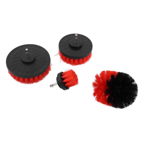 Power Scrubber Drill Brushes 4pcs Set Red for Car Truck Motorcycle