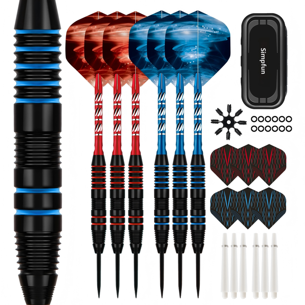 Simpfun 20g Steel Tip Darts Set - Professional Brass Barrels (6 Pack)