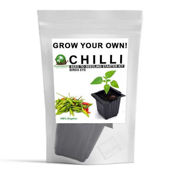 Palm Garden Grow Your Own Bird's Eye Chilli Plant - Seed to Seedling Kit