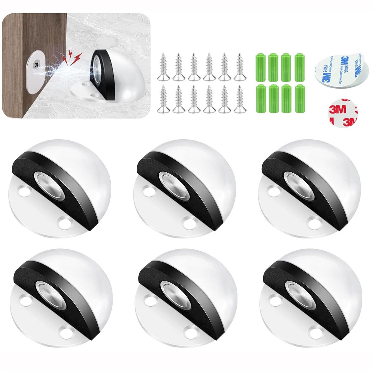 Magnetic Door Stopper Door Catch - 6 Pack