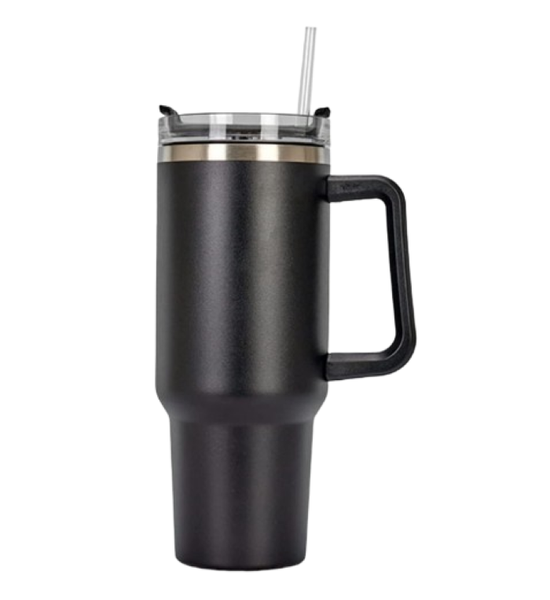 Black 1200ml Travel Tumbler with Straw