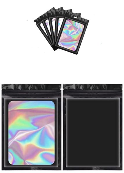 50 Holographic Black Gift Travel Many Purpose Food Storage Bag - 16X24cm