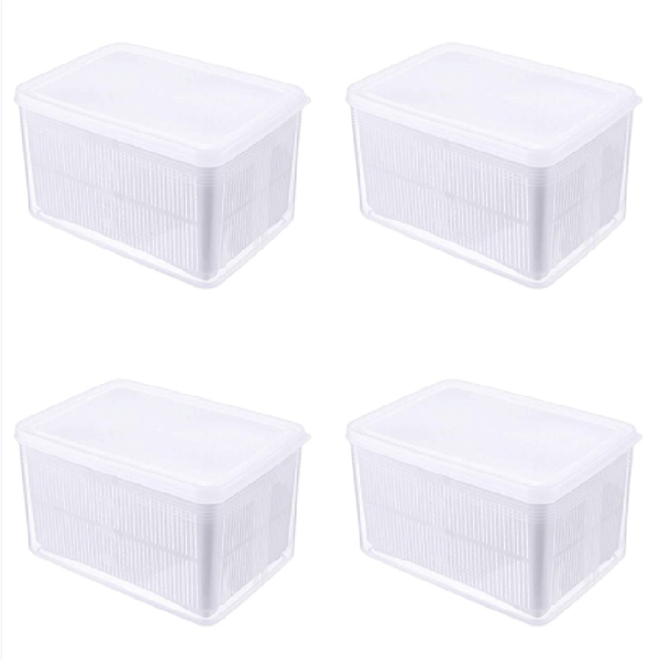 4pcs 2-In-1 Drain Basket and Storage Box - Transparent