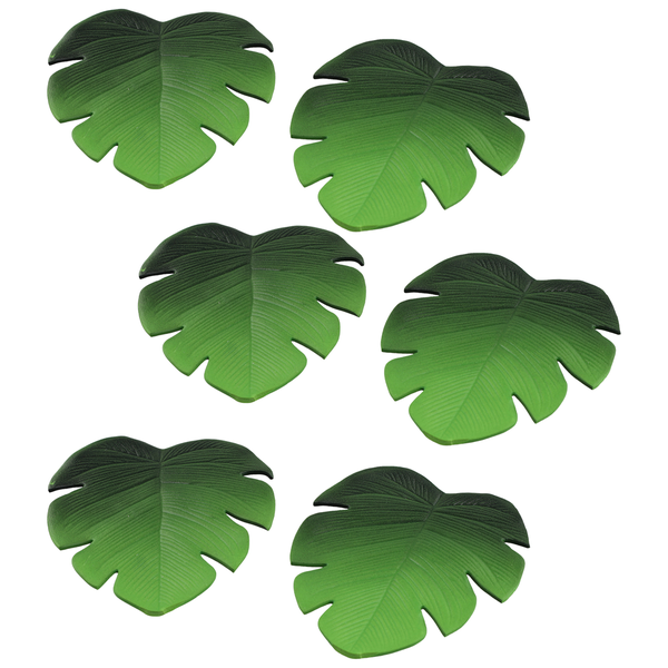 6Pc Tropical Artificial Palm Leaves Eva Mat Teacup Mats-Green