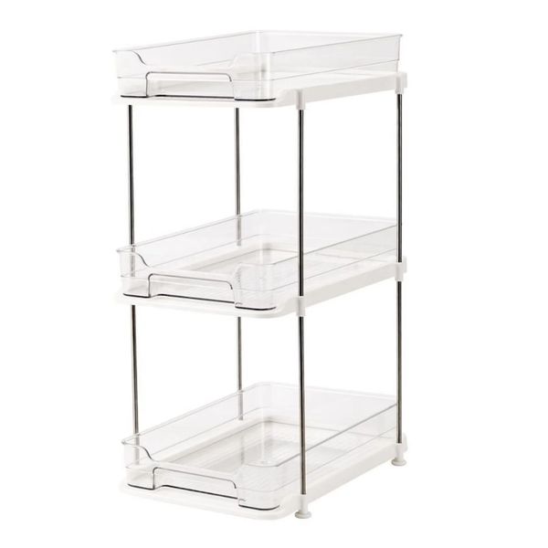 3-Tier Stackable Under Sink Slide-Out Acrylic Storage Shelves Organizer