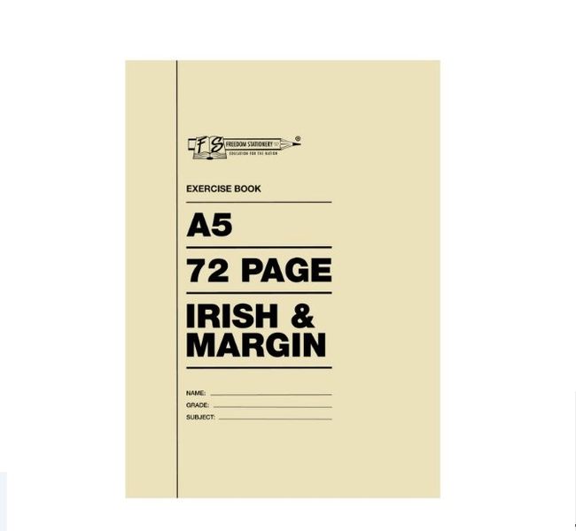 Freedom Stationery- A5 72 Page Irish &amp; Margin Exercise Book (Pack Of 20)
