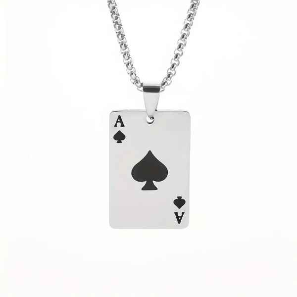 Mens Cool Ace of Spades Lucky Poker Pendant Necklace Shop Today. Get