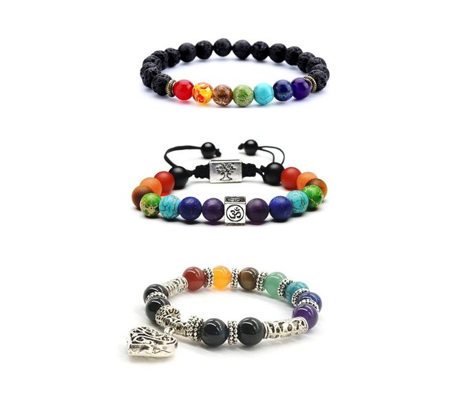 3 pair 7 Chakra Healing Reiki Bracelets by J Factor