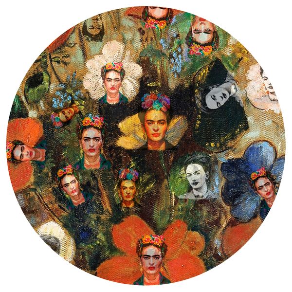 Burlap Painted Frida Kahlo Round Tablecloth