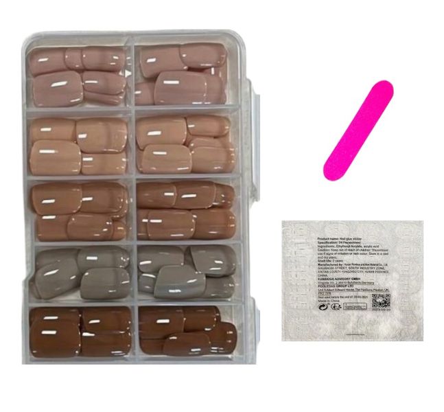 150 Piece - Multi Brown &amp; Beige Toned Maillard Artificial Press On Nails