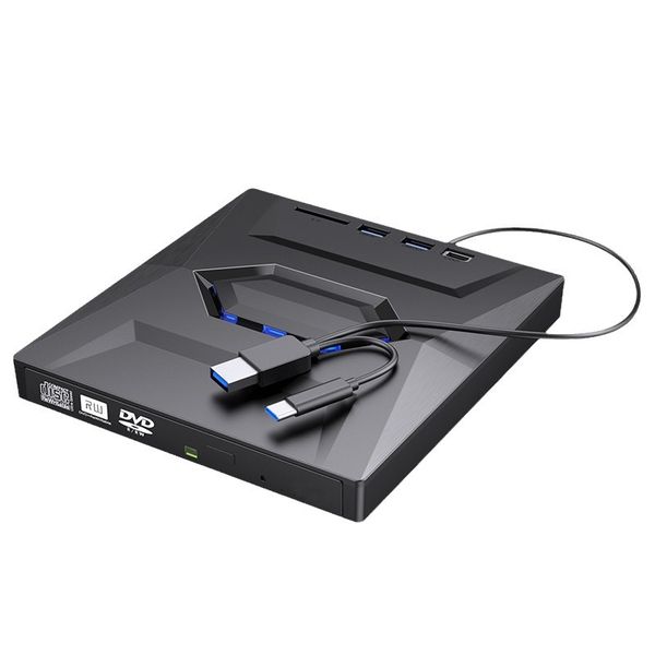 External CD DVD Drive USB 3.0 &amp; USB-C CD ROM Burner DVD Player with USB Hub