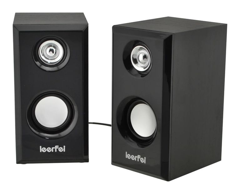 LeerFei D-092 Multimedia USB Powered Wooden Computer Speakers - Black