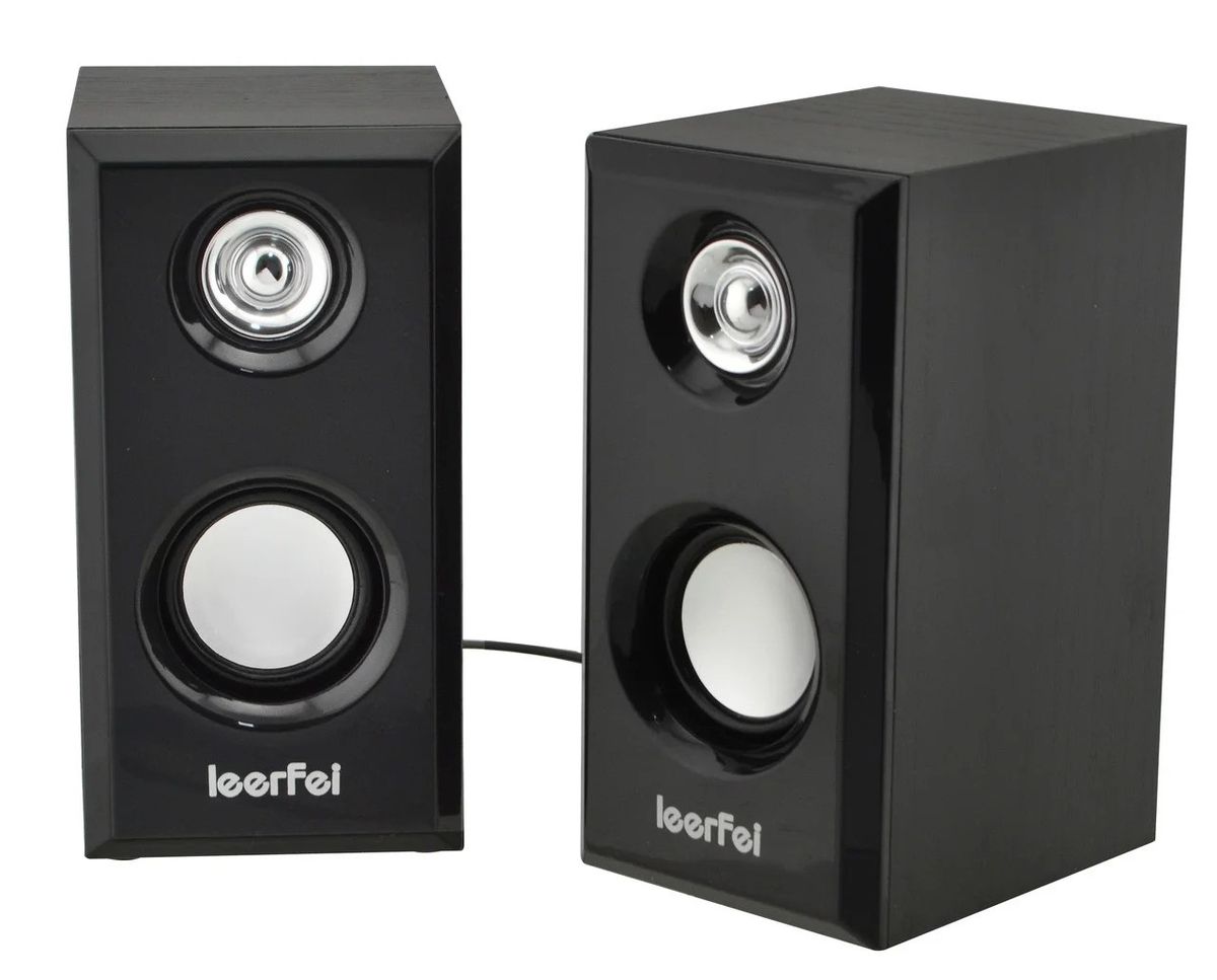 LeerFei D092 Multimedia USB Powered Wooden Computer Speakers Black