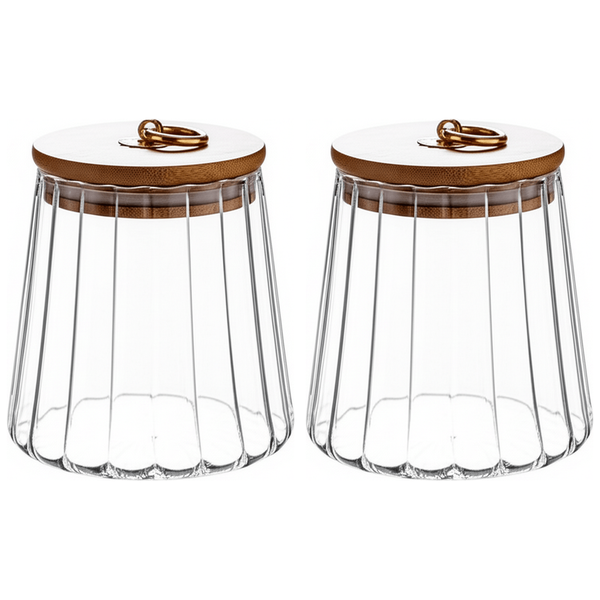 2 Pack High Borosilicate Glass Storage Can 750ml - Transparent