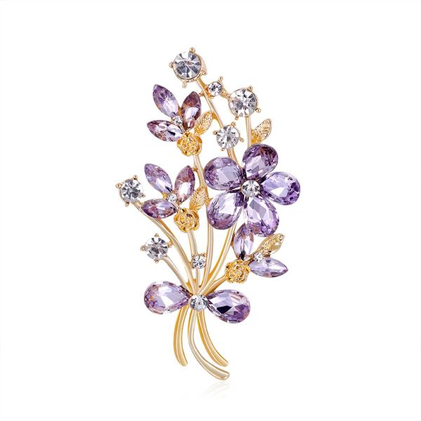 Zircon Crystal Poppy Flower Brooch | Women Gift Accessory