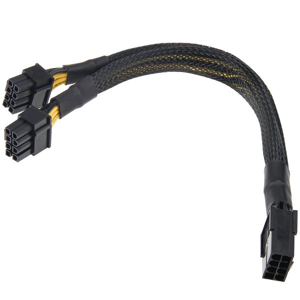 8 Pin female to Dual 8 Pin male PCIe Cable nylon covered (F1269)