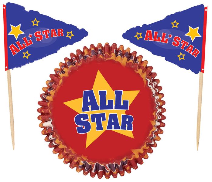 Wilton 24 Pack Occasion Cupcake Baking Cup Cases with Picks Combo Pack