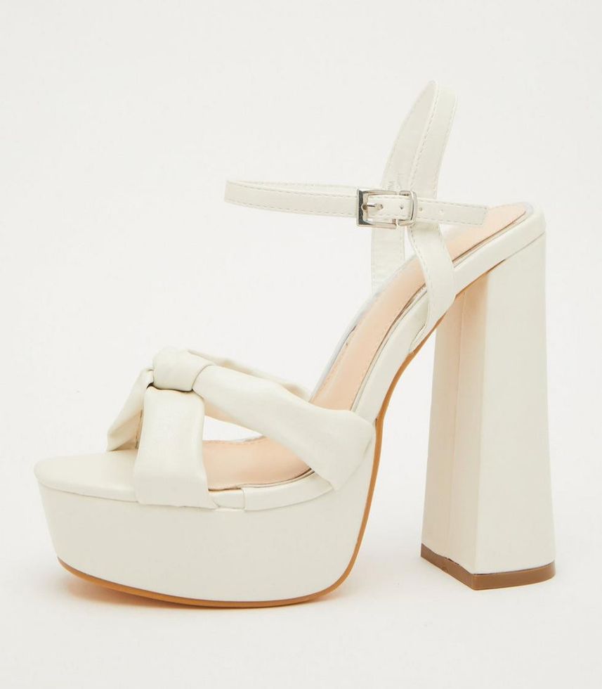 Quiz Ladies - White Platform Knot Heeled Sandals | Shop Today. Get it ...