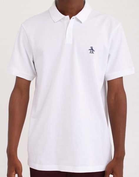 Penguin Mens Raised Rib Polo Bright White - White - S Men