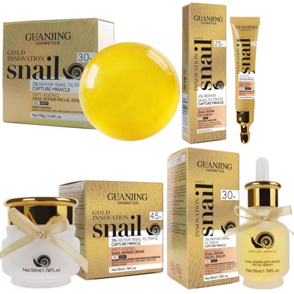 Anti-Aging Snail Repair Complete kit - Soap, Cream, Serum, and Eye Cream