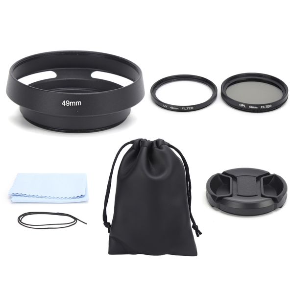 49mm Lens Filter Kit UV CPL Flower Hood Bag for Camera