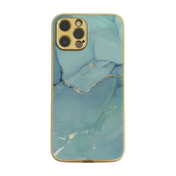 Marble design Teal and Gold case for iPhone 12 Pro Max/12 Pro/12