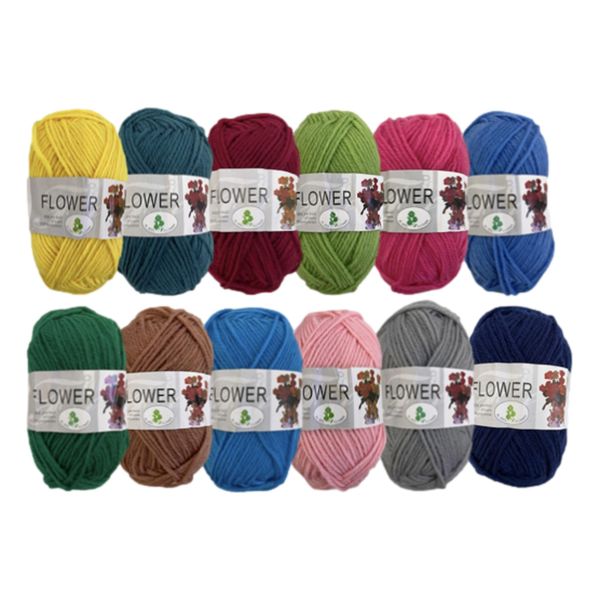 Double Knitting Polyester Yarn 40g Assorted Colours (Pack of 12)