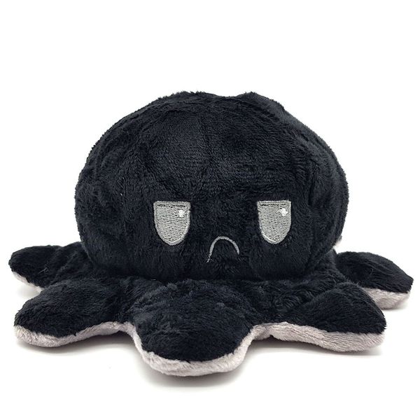 purpleX Ghost Happy Sad Octopus - Mini Mood Octopus - Grey &amp; Black