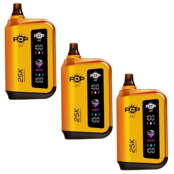 Pop Hit Rechargeable Vape Bar 25K Puffs 50mg - Mellow Mango - 3 Pack