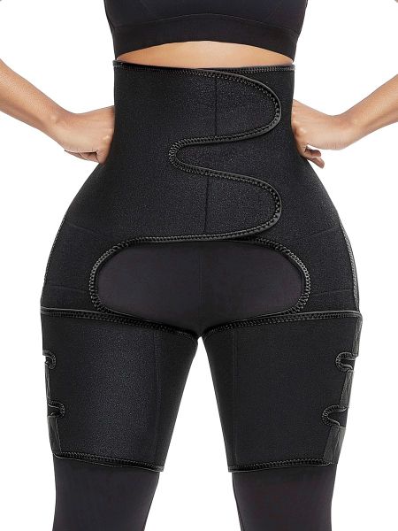 Adjustable Waist and Thigh Trainer Trimmer Body Shaper - Black