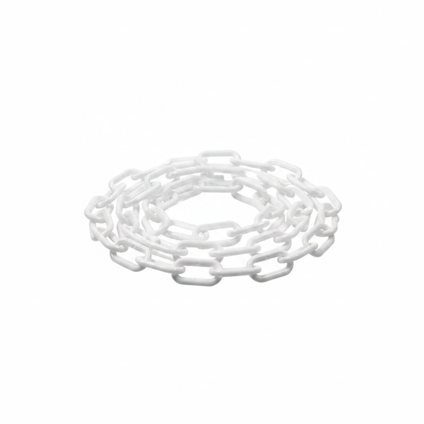 KRAFFT White Plastic Chain 8mm x 50m - Durable for Barriers &amp; Marking