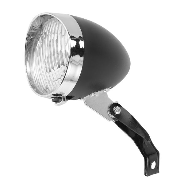 Bike Accessory Front Light Bracket Vintage 3LED Headlight (Black)