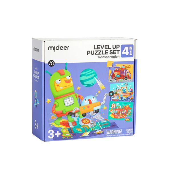 Mideer - Level Up Jigsaw Puzzle for Kids - 4-in-1 - Transport: 12-35 Pieces