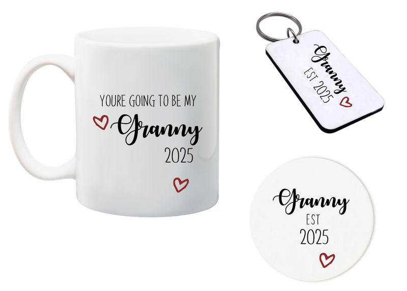 Your's going to be my Granny Mug, Glass Coaster&amp;keyring gift Combo