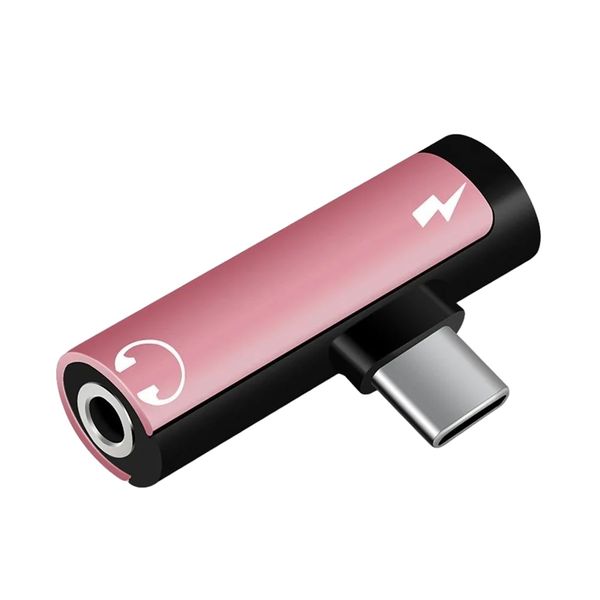 2-in-1 USB-C to 3.5mm Adapter Black Compatible with Phones