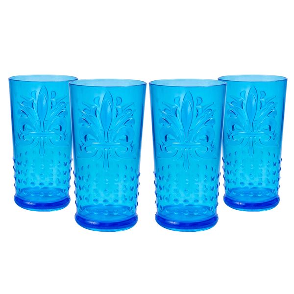 Tumbler - Acrylic Plastic - Clear Turquoise - 4 Pack