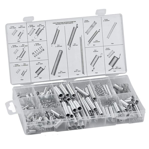 Tools DIY 200 Piece Zinc Plated Stainless Steel Coil Spring Set