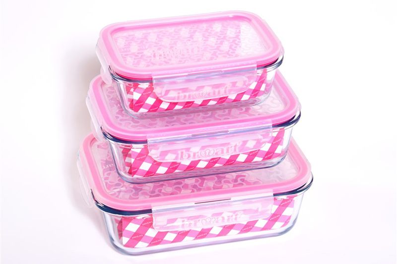 Broart Glass Storage Containers 3 Piece Set With Lock Plastic Lid