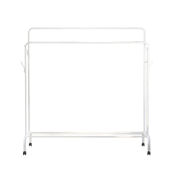 Metal Double Rail Rolling Clothes Rack - White