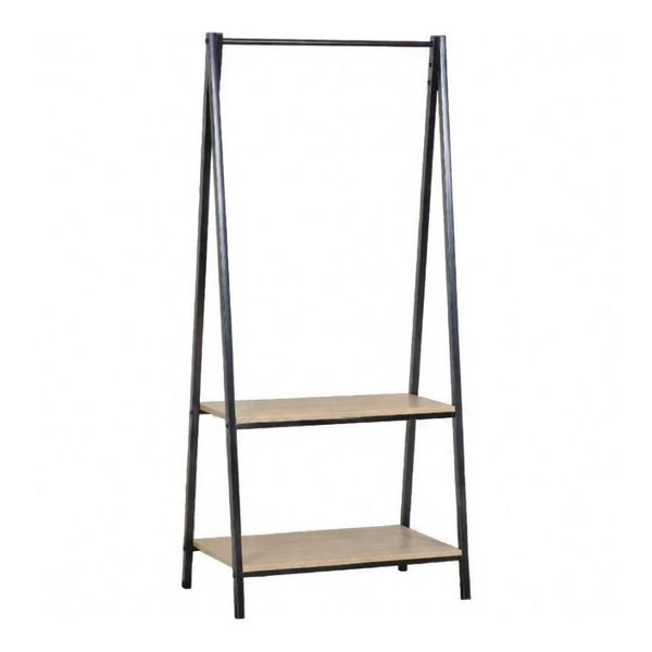 Bragg Essential Ladder Shelf with Clothes Hanging Rail, Oak &amp; Black