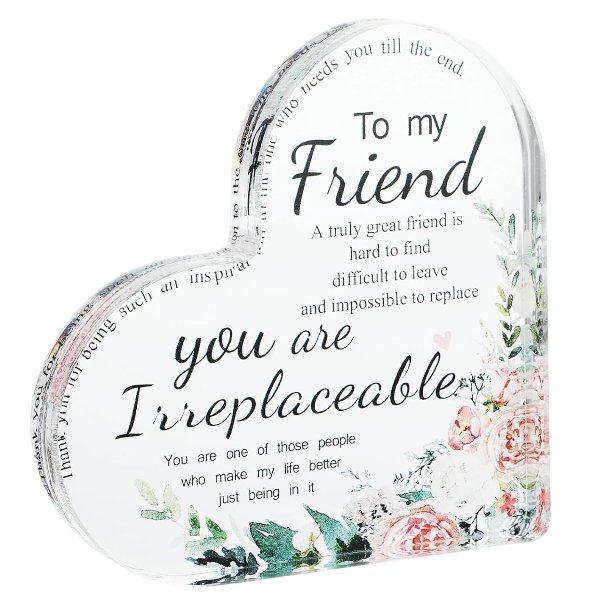 Floral Design Irreplaceable Friend Acrylic Keepsake Ornament - Multicolor