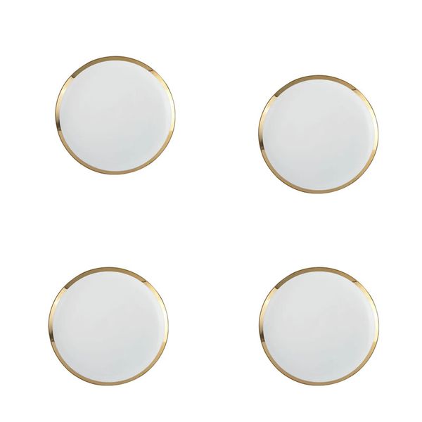 Set Of 4 7.5 Inch Golden Trim Decorated Dinner Plates 2204-19
