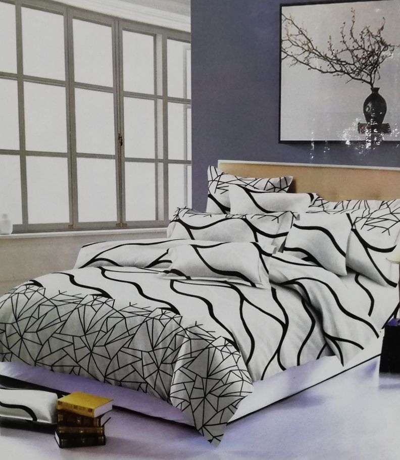 Black Lined 6 Piece Duvet Cover Set