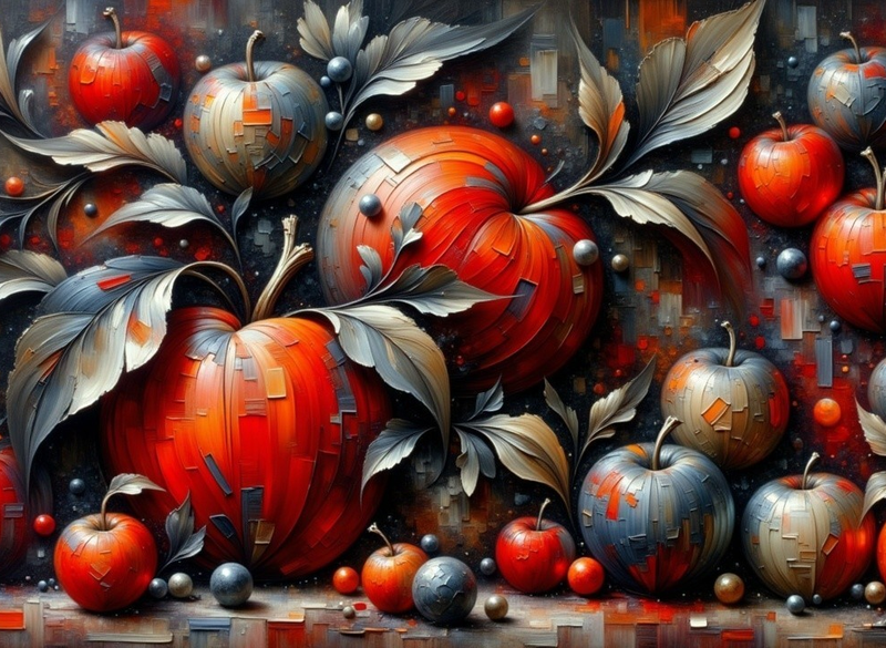 Modern Canvas Wall Art Home Decor- Red Apples Abstract