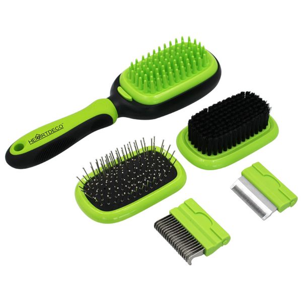 Heartdeco 5 in 1 Pet Slicker Grooming Comb Brush Set