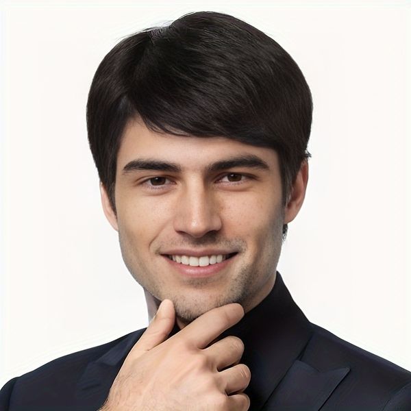 Handsome And Elegant Style Men's Wig Black Short Straight Hair