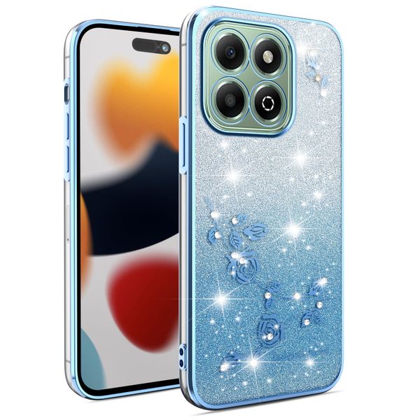 Phone Case Compatible With Honor X6b Flowers Diamond Shining Cover