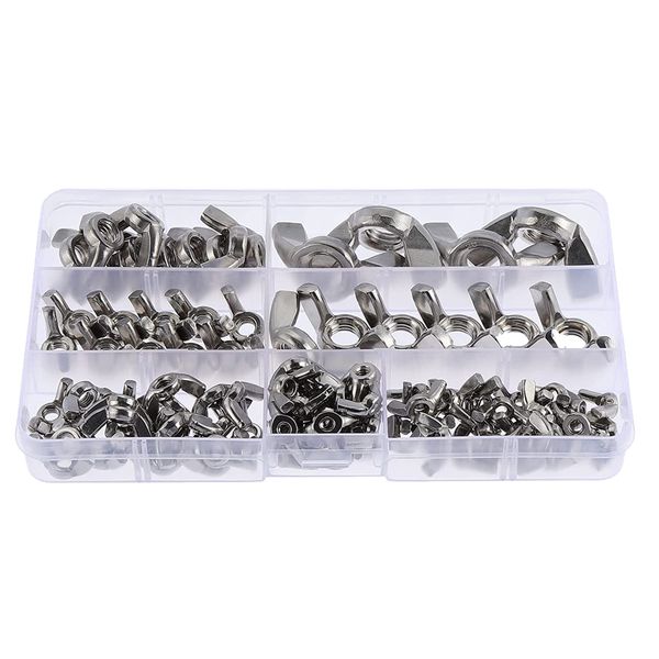 Tool DIY Multi Size Stainless Steel Butterfly Wing Nut Set of 100