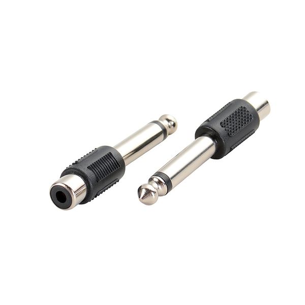 6.3mm Male To RCA AV Connector Adapter - Black - 2 Pack